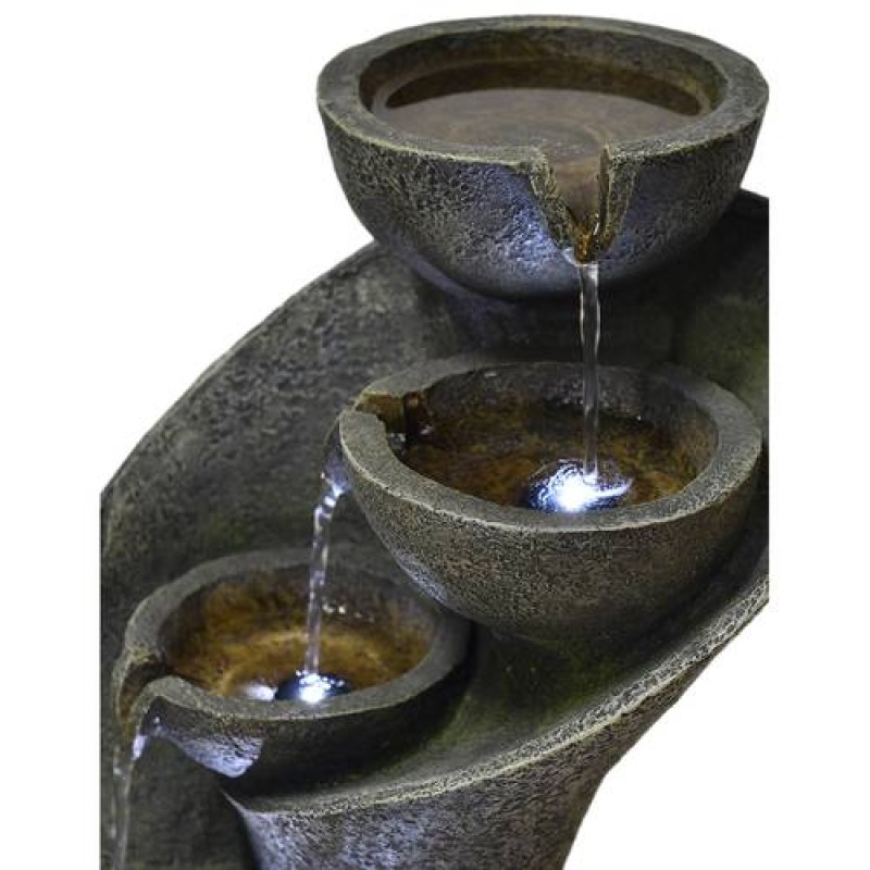 23.5”H Outdoor 6-Tier Cascading Bowl Zen Fountain for Outdoor Decor